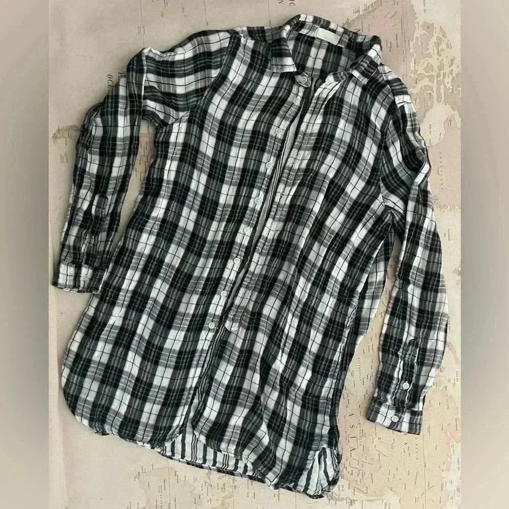 CP Shades Plaid Cotton Tunic Size Small